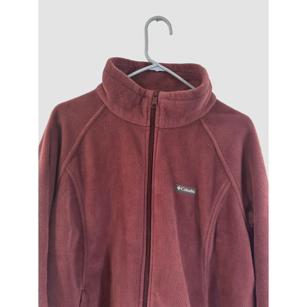 Women’s COLUMBIA Plum Wine Maroon Fleece Zip Front Jacket Size 2X Pockets - Picture 3 of 8